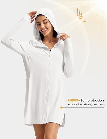 Rdruko Women's Swimsuit Cover Ups UPF 50+ Sun Protection Long Jacket Lightweight SPF Hoodie Beach Cover Ups for Women in Kuwait