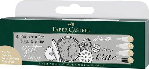 قلم فنان Faber-Castell FC167151 PITT - أسود/أبيض (عبوة من 4 قطع) in Kuwait