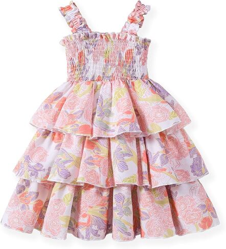 Girls Summer Dress Toddler Girl Dress Kids Sleeveless Floral Sundress Casual Strap Beach Dress Little Girls Summer 4-8 Years in Saudi Arabia