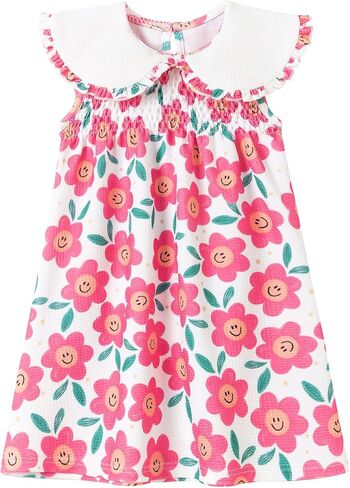 Hongshilian Toddler Girls' Casual Summer Dresses Cute Cartoon Patterned Sundresses Size 2-7 Years in Saudi Arabia