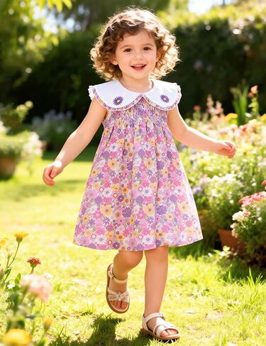 Hongshilian Toddler Girls' Casual Summer Dresses Cute Cartoon Patterned Sundresses Size 2-7 Years in Saudi Arabia