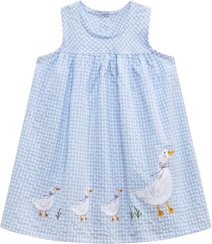 Hongshilian Toddler Girls' Casual Summer Dresses Cute Cartoon Patterned Sundresses Size 2-7 Years in Saudi Arabia
