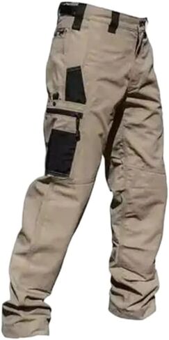 Men's Utility Cargo Pants Multi Pocket Loose Fit Straight Leg Outdoor Hiking Fishing Work Pants in Kuwait