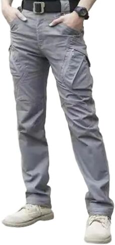 Men's Utility Cargo Pants Multi Pocket Loose Fit Straight Leg Outdoor Hiking Fishing Work Pants in Kuwait