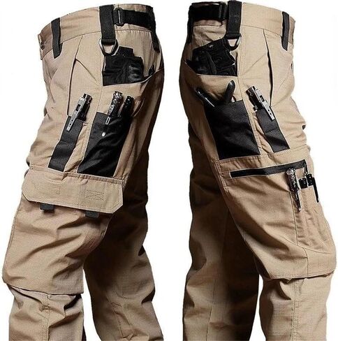 Men's Utility Cargo Pants Multi Pocket Loose Fit Straight Leg Outdoor Hiking Fishing Work Pants in Kuwait
