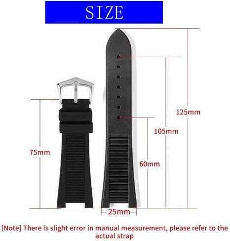 25mm Notch Interface Rubber Silicone Watch Band Strap Replacement for Patek Philippe Nautilus Watch in Saudi Arabia