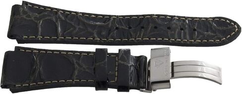 Aqua Master 20mm Widens to 26mm Black Leather Watch Band Strap With Stainless Steel Deployment Clasp in Saudi Arabia