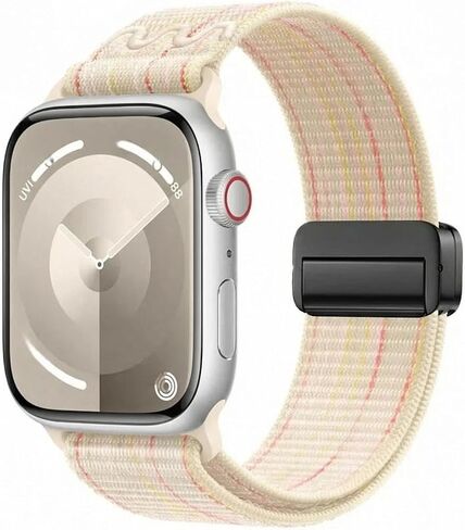 حزام ساعة منسوج من النايلون لسلسلة iWatch 42/44/45/49 ملم (S10 46)، محول من الفولاذ المقاوم للصدأ، سوار رياضي عالمي ناعم للرجال والنساء in Kuwait