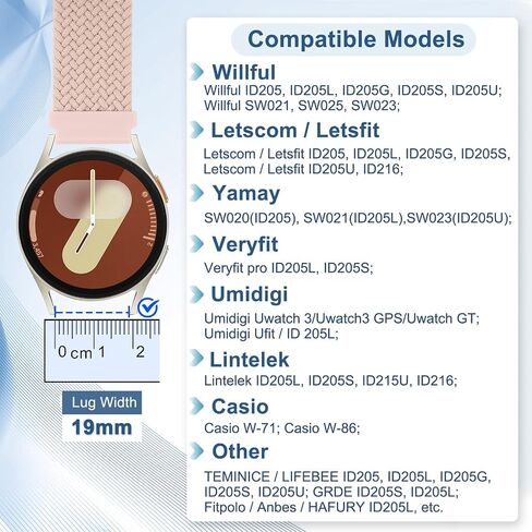 19mm Nylon Braided Band Compatible with Willful/YAMAY/Lintelek/Letsfit/LETSCOM ID205 ID205L ID205G ID205S ID205U, Quick Release Adjustable Straps for GRV FC1/FC5 in Saudi Arabia