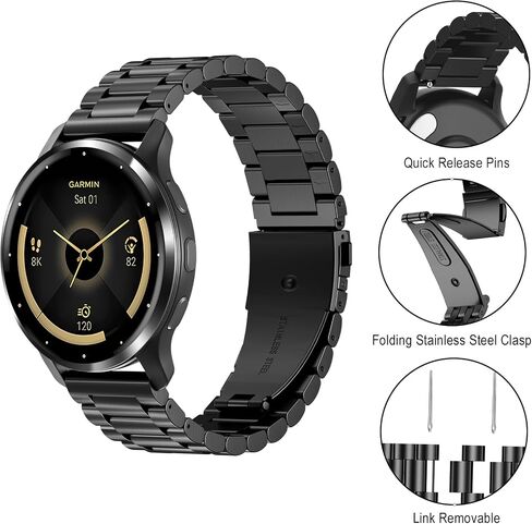 Compatible with Garmin Vivoactive 5 Watch Band/Vivoactive 6/3, 20mm Stainless Steel 2 Pack Metal and Mesh Bracelet Strap Wristband for Forerunner 165/55/245/570-42mm/Venu/Venu Sq Women Men Accessory in Saudi Arabia