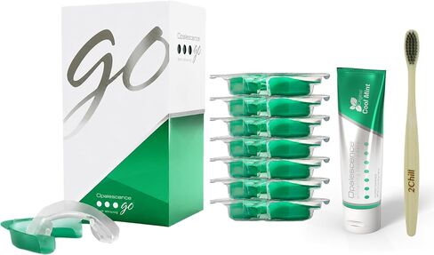 Opalescence GO 15 Whitening Bundle - (7 Treatments) Hydrogen Peroxide Prefilled Whitening Trays and Travel Sensitive Whitening Toothpaste 1 Oz - Mint Flavor- 6288-1T in Kuwait