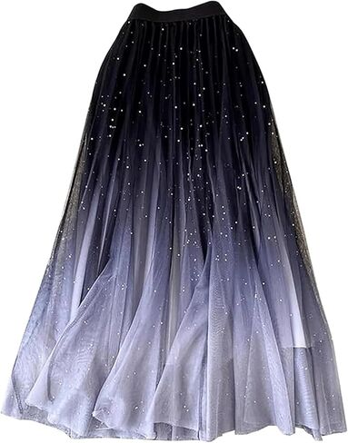 Adult Tulle Skirt Starry Sky Print Skirt,high Waisted Robe Flowy Skirt for Women Elegant Skirt,Pleated Skirt Fairy Skirt in Saudi Arabia