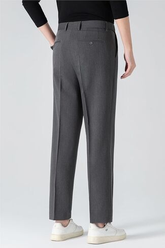 Men's Dress Pants 30" Inseam, Expandable Waist, 4-Way Stretch Wrinkle Resistant Straight Leg Business Casual Slacks in Kuwait