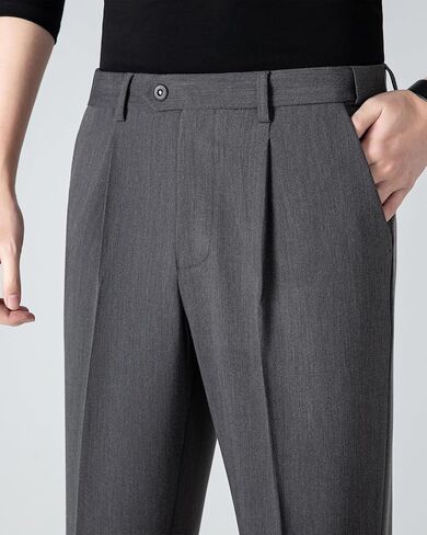 Men's Dress Pants 30" Inseam, Expandable Waist, 4-Way Stretch Wrinkle Resistant Straight Leg Business Casual Slacks in Kuwait