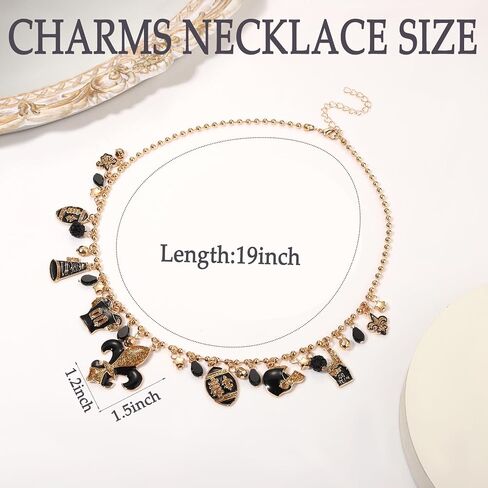 HEIDKRUEGER SAINTS Earrings Necklace Black Gold Pendant Necklace for Women Football Fans Jewelry Set in Kuwait