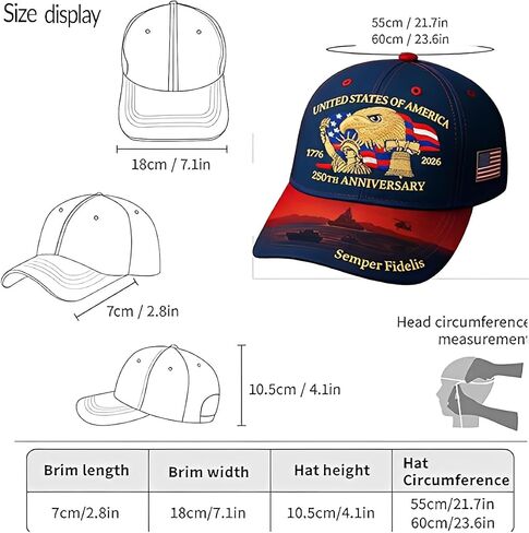 250 Anniversary USA Hat – United States 250th Anniversary Adjustable Patriotic Baseball Cap, Commemorative American for Men& Women Dark Blue in Saudi Arabia
