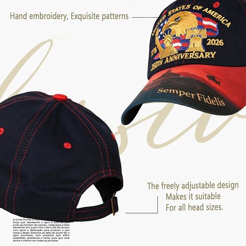 250 Anniversary USA Hat – United States 250th Anniversary Adjustable Patriotic Baseball Cap, Commemorative American for Men& Women Dark Blue in Saudi Arabia