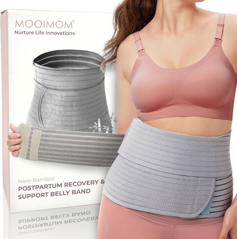 Postpartum Belly Wrap & Band, Abdominal Binder Post Surgery, C-Section & Hernia Support Belt, Waist & Pelvis Belt for Stomach & Back Pain Relief, Polyester Made with Bamboo Charcoal Fiber in Saudi Arabia