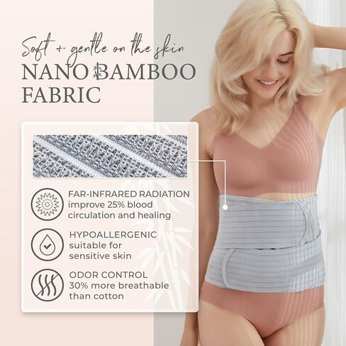 Postpartum Belly Wrap & Band, Abdominal Binder Post Surgery, C-Section & Hernia Support Belt, Waist & Pelvis Belt for Stomach & Back Pain Relief, Polyester Made with Bamboo Charcoal Fiber in Saudi Arabia