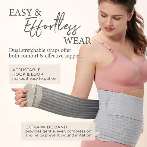 Postpartum Belly Wrap & Band, Abdominal Binder Post Surgery, C-Section & Hernia Support Belt, Waist & Pelvis Belt for Stomach & Back Pain Relief, Polyester Made with Bamboo Charcoal Fiber in Saudi Arabia