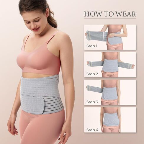 Postpartum Belly Wrap & Band, Abdominal Binder Post Surgery, C-Section & Hernia Support Belt, Waist & Pelvis Belt for Stomach & Back Pain Relief, Polyester Made with Bamboo Charcoal Fiber in Saudi Arabia
