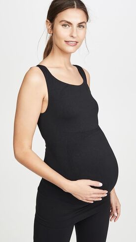 BLANQI Maternity Belly Support Tank Tops for Women - Everyday Seamless Scoop Neck Pregnancy Shirts - XX-Large, Deepest Black in Saudi Arabia