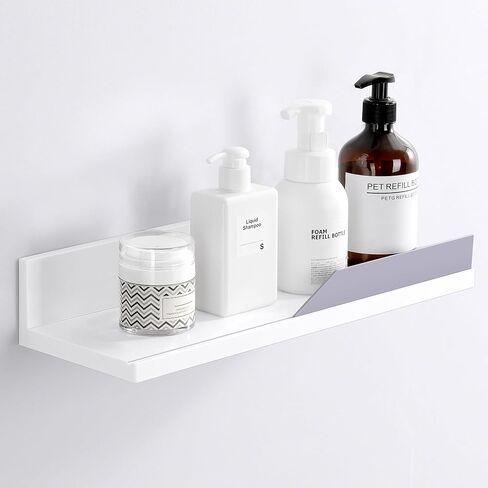 YOHOM White Floating Adhesive Bathroom Wall Storage Shelf No Drilling Display Ledge Organizer for Shower Caddy Kitchen Holder 14.96inch in Saudi Arabia