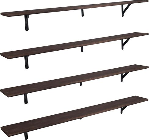 Long Wall Shelf,Large Floating Shelves for Wall,Wood Floating Bookshelves Hanging,Book Storage Display for Living Room Bedroom Office Bathroom Decor,4 Pack,36 Inch,Carbonized Black in Saudi Arabia