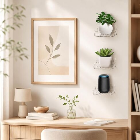 3Pcs Wall Mount Floating Shelves, Wall Mount Camera Shelf, Clear Mini Flexible Shelf, Adhesive Display shelves, Small Wall-Shelf with Screws and Adhesive Backing for Bedroom, Bathroom (4.3x4.3Inch) in Kuwait