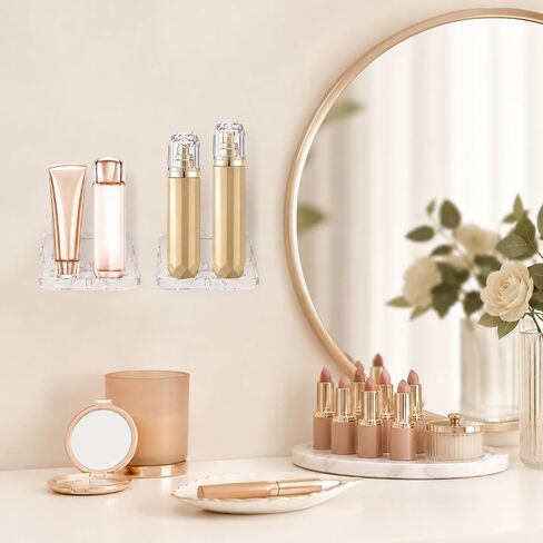3Pcs Wall Mount Floating Shelves, Wall Mount Camera Shelf, Clear Mini Flexible Shelf, Adhesive Display shelves, Small Wall-Shelf with Screws and Adhesive Backing for Bedroom, Bathroom (4.3x4.3Inch) in Kuwait