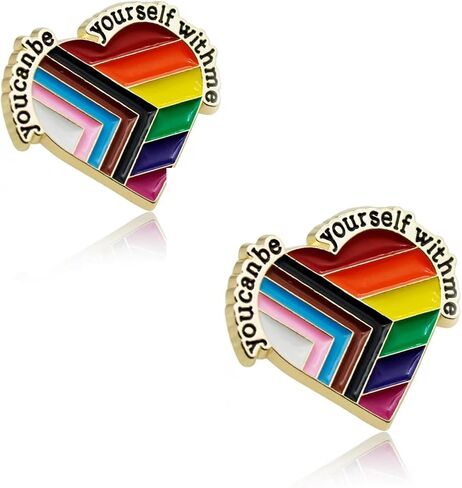 Pride Pins YOU CAN BE YOURSELF WITH ME LGBTQ Ally Pins,Heart Rainbow Brooch Trans Pride Accessories Enamel Pin Decoration for Backpacks,Clothes,Hats,Scarves and Bags in Saudi Arabia