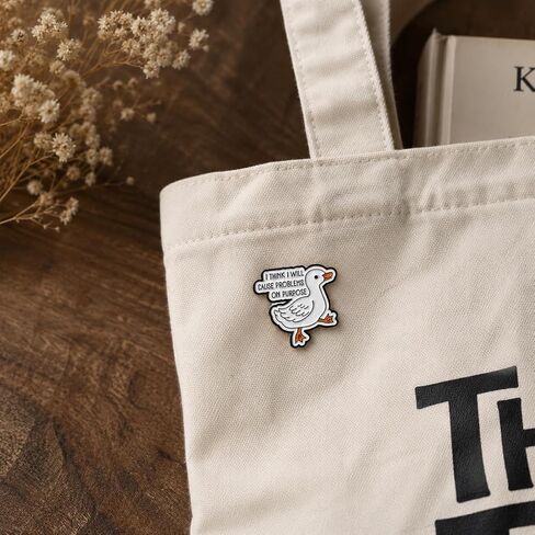 Funny Goose Meme Pin - Sarcastic Animal Pins Brooch for backpack, jackets, Hats with "I Will Cause Problems On Purpose". Dark Humor Brooches Gift for Friends in Saudi Arabia