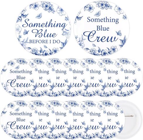 Serencatcher Something Blue Before I Do Bridal Shower Decorations Button Pins, 16pcs Something Blue Before I Do Crew Bride Squad Pins Badges for Floral Bachelorette Party Team Bride Accessories in Kuwait