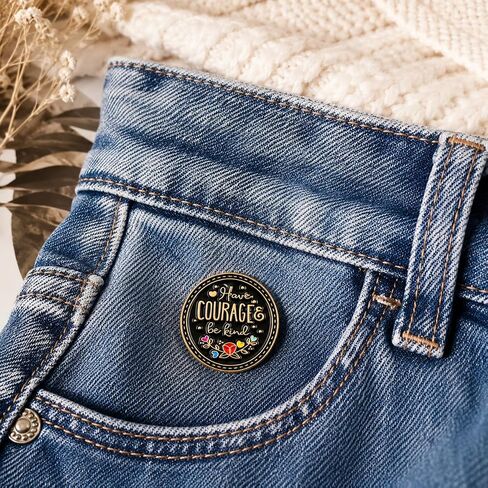 Funny Pin - Enamel Inspirational Quotes Pins Brooch with "I Have Courage & Be Kind" for Backpacks, Jackets, Hats. Motivational Saying Brooches Gift for Friends, Girls, Students, Teens in Saudi Arabia