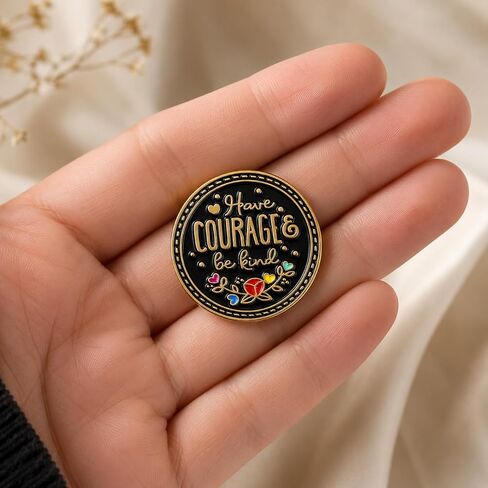 Funny Pin - Enamel Inspirational Quotes Pins Brooch with "I Have Courage & Be Kind" for Backpacks, Jackets, Hats. Motivational Saying Brooches Gift for Friends, Girls, Students, Teens in Saudi Arabia