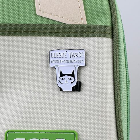 Llegue tarde porque no queria venir Spanish Quote Sarcastic Cat Introvert Humor Enamel Pin, Funny Chaotic Cat Meme Pin Brooch For Sassy Introvert Friend Coworker, Spanish Antisocial Humor Brooch Badge, Chaos Sarcasm Lapel Badges, Cute Cartoon Animal Gift, in Kuwait