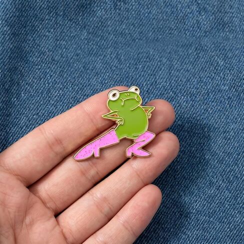 Mabor Funny Enamel Pins, Cute Frog Pin, Novelty Pink Boots Cartoon Frog Animal Brooch Pins, Cool Cartoon Lapel Pin for Bags Backpacks Badges Hats Jackets Clothes Decoration in Kuwait