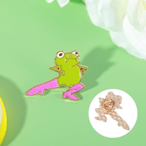 Mabor Funny Enamel Pins, Cute Frog Pin, Novelty Pink Boots Cartoon Frog Animal Brooch Pins, Cool Cartoon Lapel Pin for Bags Backpacks Badges Hats Jackets Clothes Decoration in Kuwait