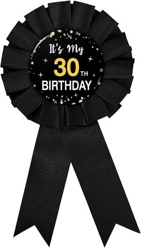 WOWOPA It's My 30th Birthday Badge Pin, Cheers to 30 Years Old Birthday Black Corsage Rosette Button Pin Party Decorations Supplies - 1Pcs in Kuwait