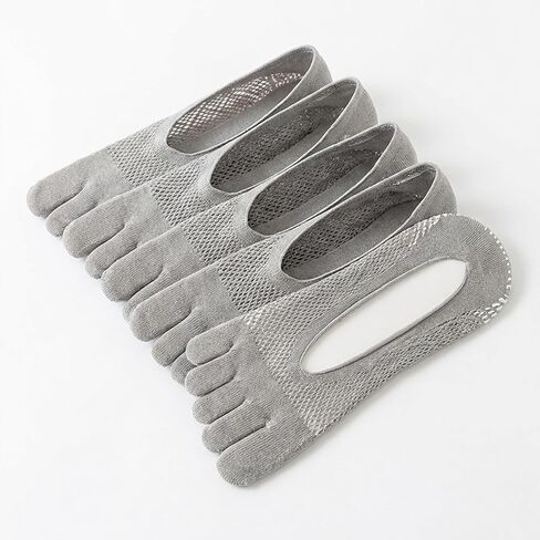 5 Pairs Men's Summer Breathable Toe-Separated Open-Heel Socks | Rhombus Mesh, Invisible No-Show Athletic Casual Socks in Kuwait