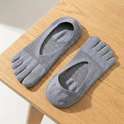 5 Pairs Men's Summer Breathable Toe-Separated Open-Heel Socks | Rhombus Mesh, Invisible No-Show Athletic Casual Socks in Kuwait