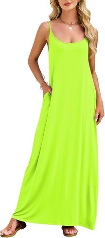 Naggoo Womens Summer Maxi Dresses Casual Long Dress Strappy Scoop Neck Sleeveless with Pockets in Saudi Arabia