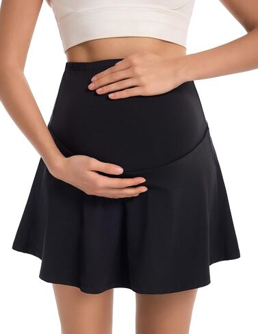 Maternity Tennis Skirt with Built-in Shorts High Waisted Athletic Golf Skorts Workout Pregnancy Skirt with Pockets in Saudi Arabia