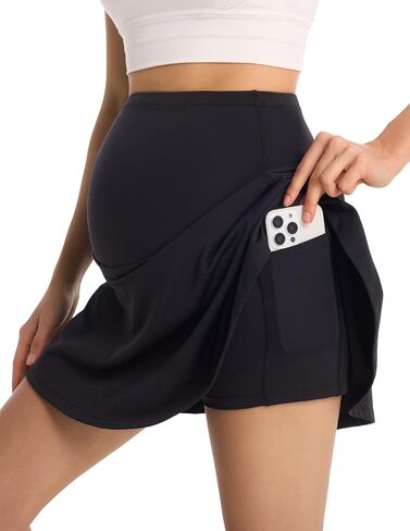 Maternity Tennis Skirt with Built-in Shorts High Waisted Athletic Golf Skorts Workout Pregnancy Skirt with Pockets in Saudi Arabia