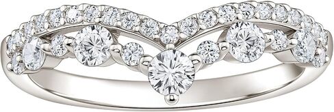 Wuziwen Moissanite Vintage Crown Eternity Ring Curved Wedding Bands for Women D Color VVS1 Clarity V-Shaped Engagement Rings for Her in Kuwait