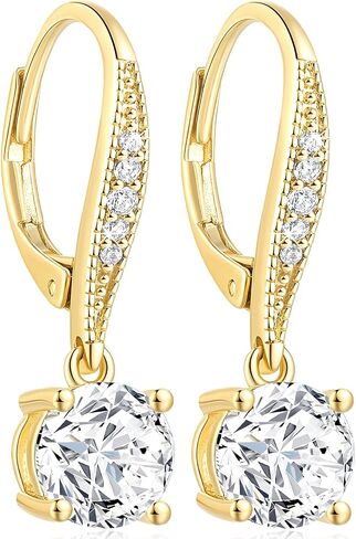 Gold Dangle Earrings for Women 14K Gold Earrings for Women Drop Earring for Womens Dangling Forever-Chic Drop Silhouette Leverback Earring for Womens 25mm in Saudi Arabia