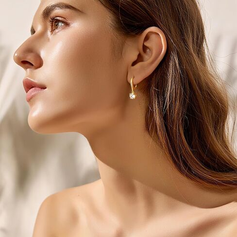 Gold Dangle Earrings for Women 14K Gold Earrings for Women Drop Earring for Womens Dangling Forever-Chic Drop Silhouette Leverback Earring for Womens 25mm in Saudi Arabia