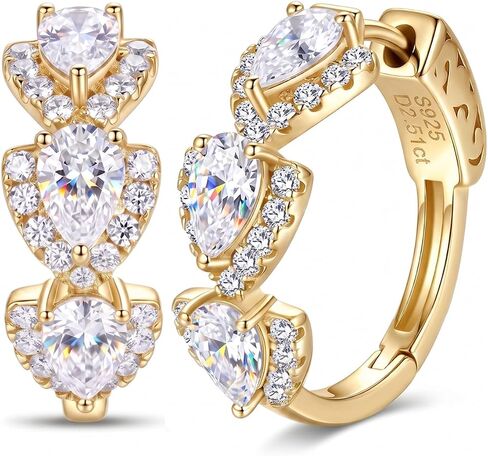 RINEY&KY 16MM Moissanite Earrings for Women 18K White Gold Plated Huggies Hoops Sterling Silver Pear Cut D VVS1 Certified Lab Created Diamond Lightweight Comfortable Sparkling Jewelry Gift 2.51CT in Saudi Arabia