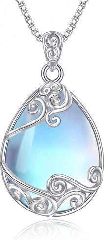 Moonstone Necklace Filigree Teardrop Pendant Necklace Jewelry for Women in Saudi Arabia
