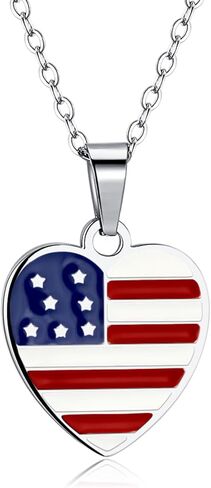 American Flag Necklace for Women, Patriotic Necklace 4th of July Independence Day Jewelry for National Birthday Christmas in Saudi Arabia